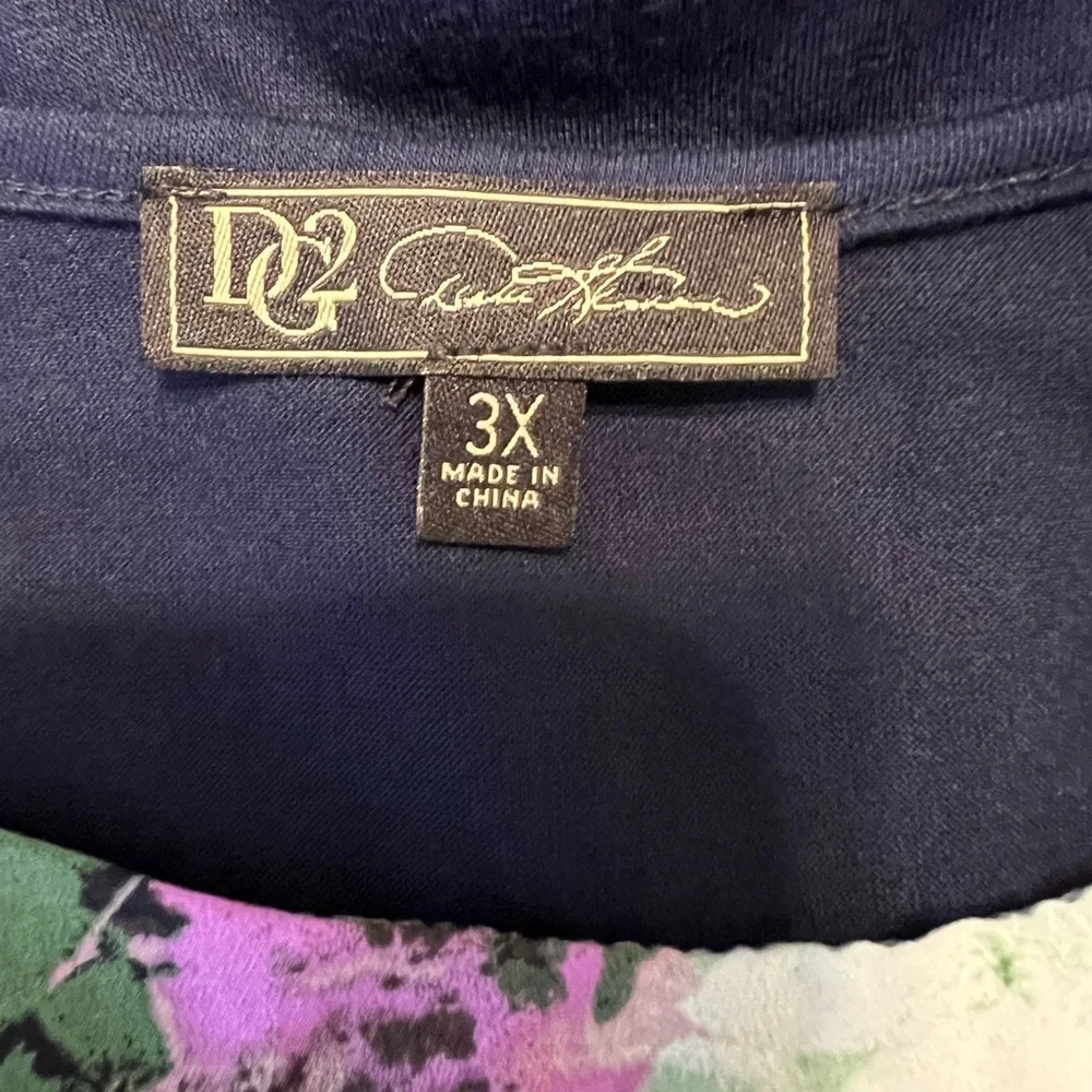 DG2 by Diane Gilman Blouse Floral Print Women’s Size 3X Navy Back - Picture 5 of 9